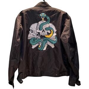 Xelement Jacket Mens XL Black Embroidered Skull Motorcycle Full Zip Biker